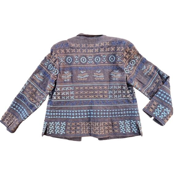 Vintage Coldwater Creek Plus size Denim Jacket 16 Brown Embroidered Beaded - Picture 11 of 11